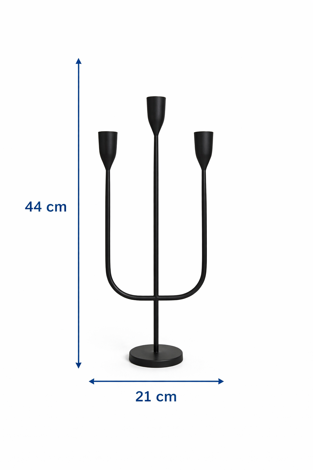 Suport Lumânări din Fier Masiv – Vintage Negru, 44x21 cm, 3 Brațe
