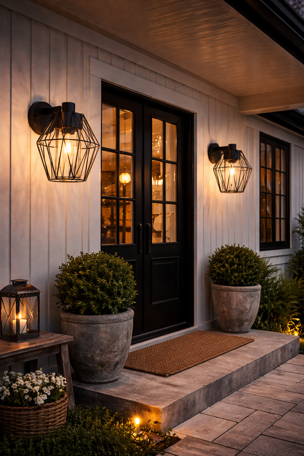 Aplica exterior Canove, EGLO, 1xE27, otel placat cu zinc, negru, sticla