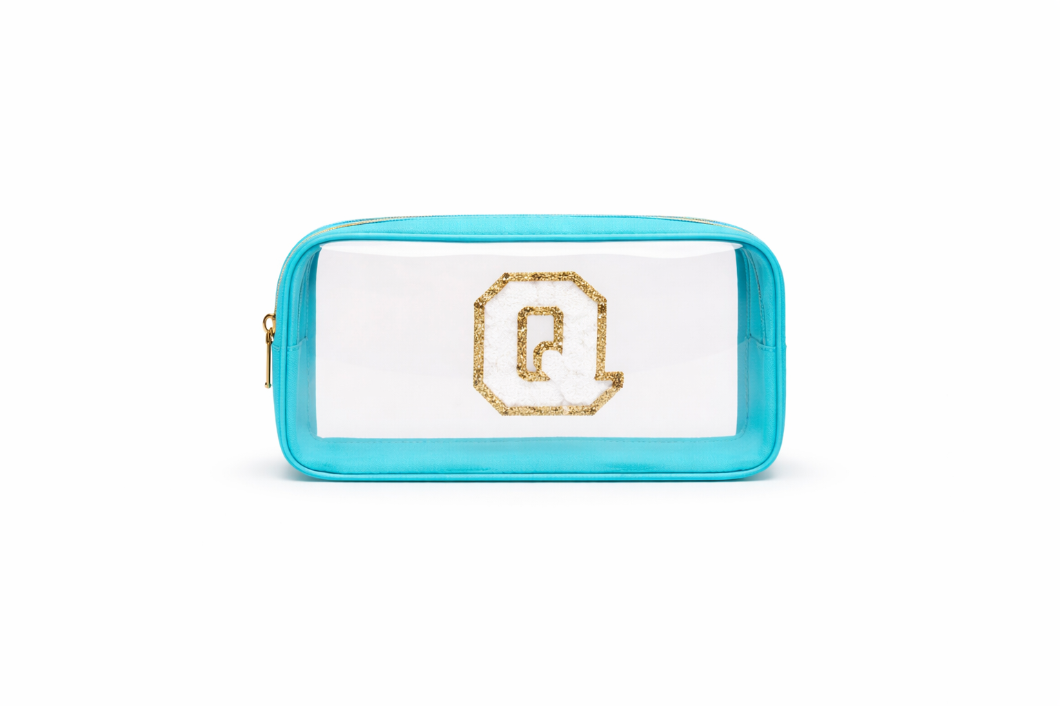 Geantă Transparentă pentru Machiaj cu Inițială – Impermeabilă, Portabilă,