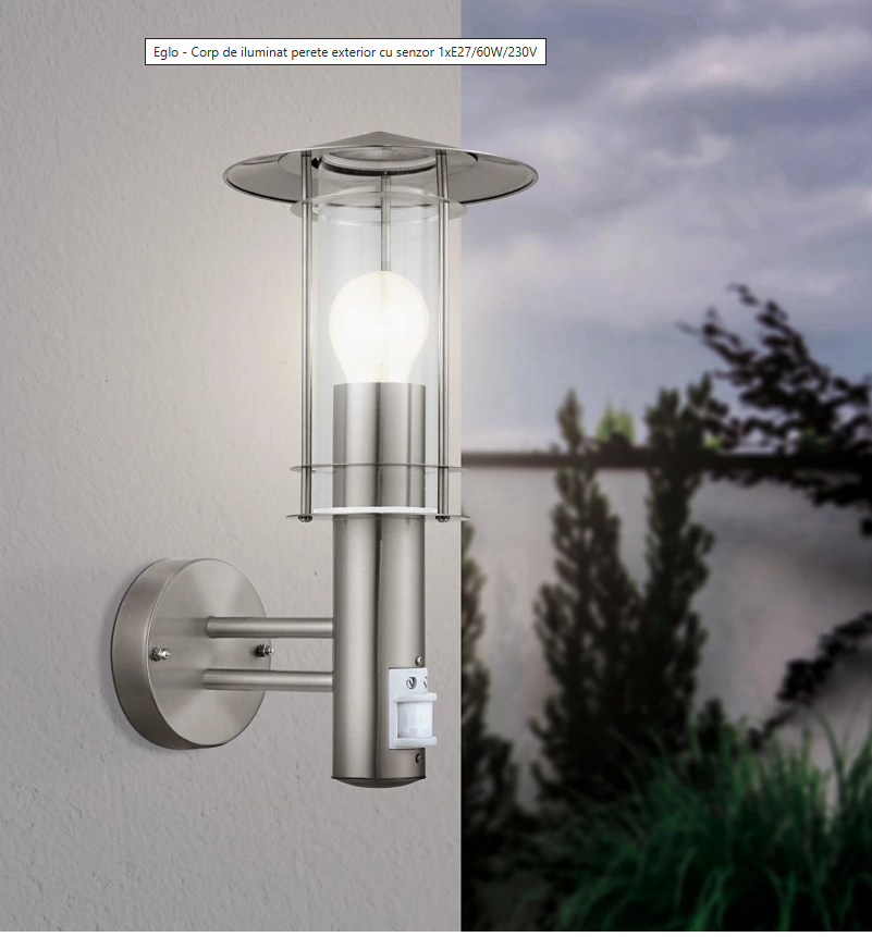 Aplica exterior cu senzor ISIO, 30185, inox, 1x60W E27, IP44