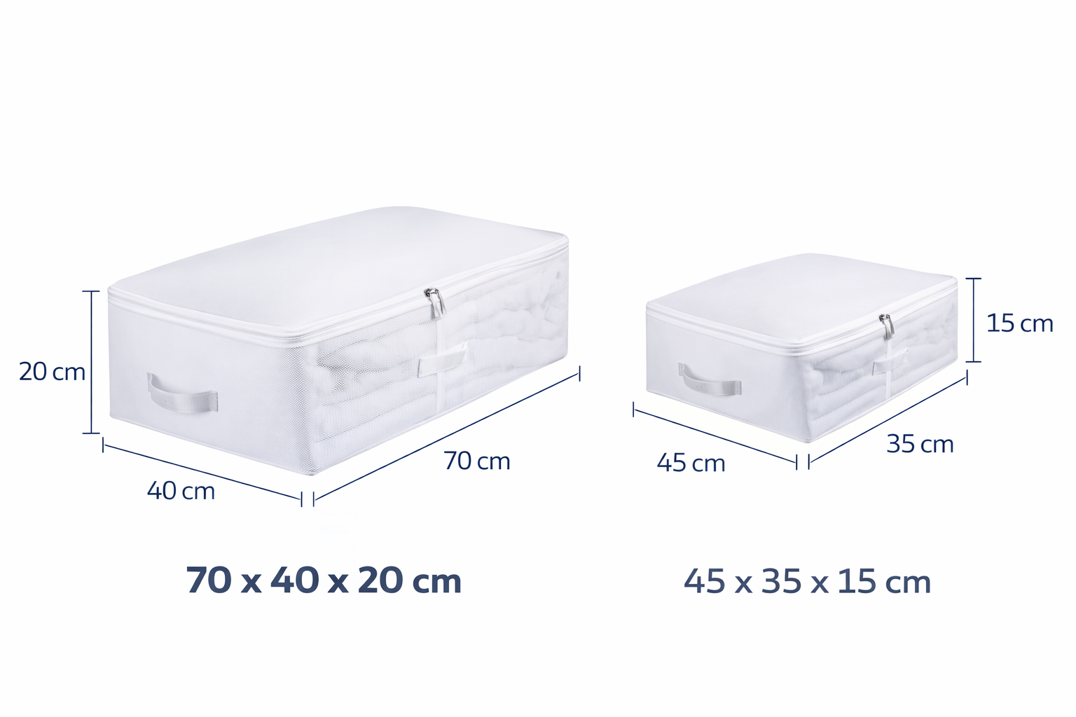Set 2 huse Depozitare Textile – Organizare Dulap, Mari & Mici (70x40x20 + 45x35x15 cm)