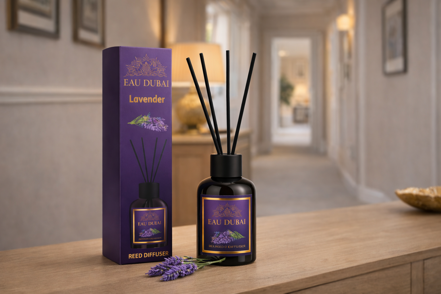 Odorizant de Camera cu betisoare , Eau Dubai Lavanda, 110ml,