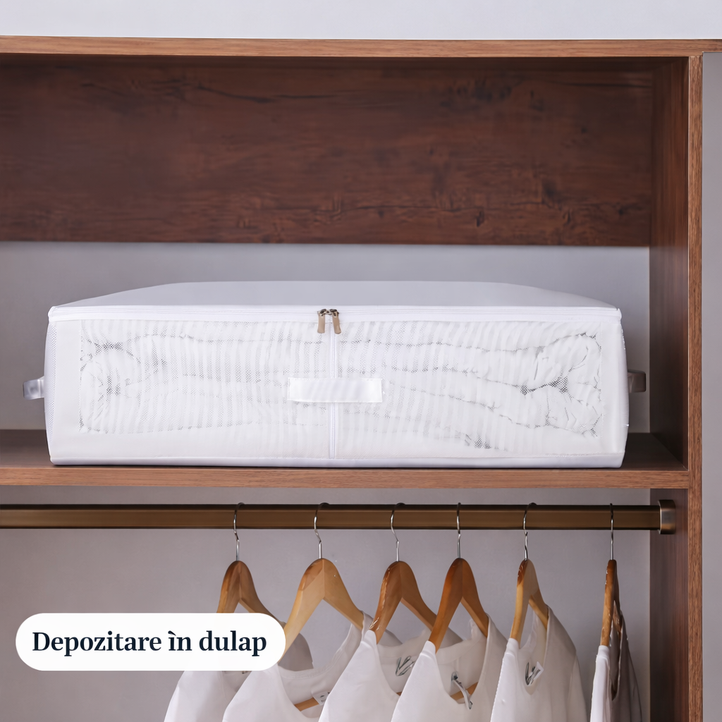 Set 2 huse Depozitare Textile – Organizare Dulap, Mari & Mici (70x40x20 + 45x35x15 cm)