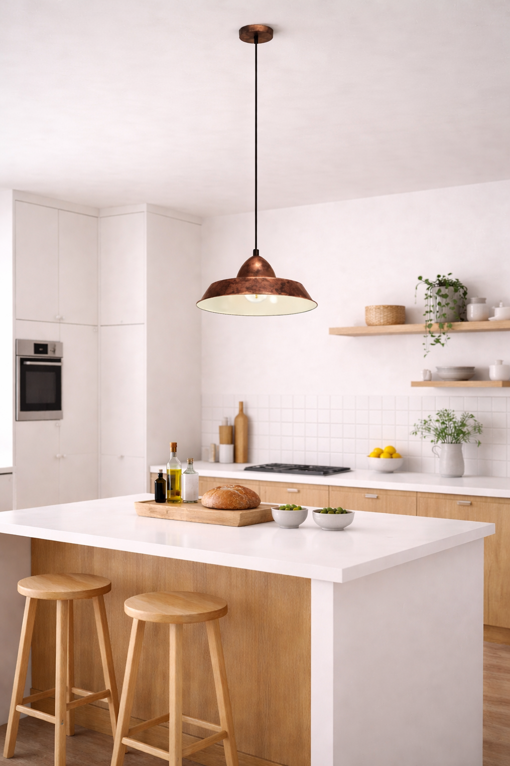 Pendul vintage Auckland, EGLO, E27, otel, finisaj cupru-antichizat, inaltime reglabila