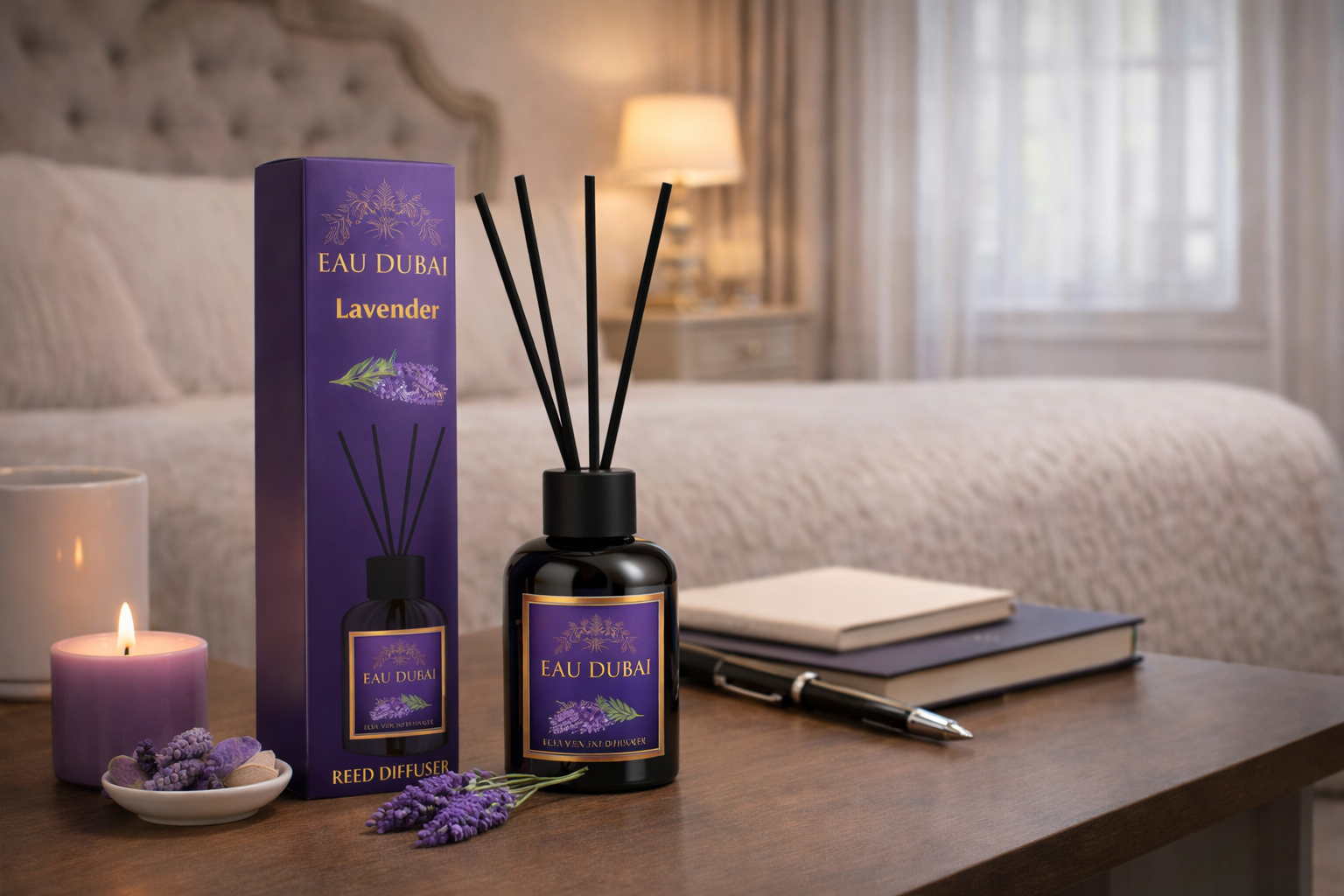 Odorizant de Camera cu betisoare , Eau Dubai Lavanda, 110ml,