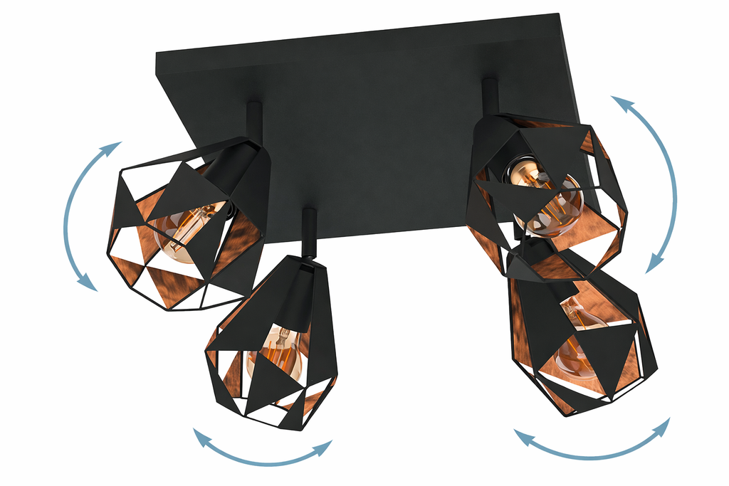 Plafoniera Cu Spoturi eglo Carlton E27, Negru/cupru