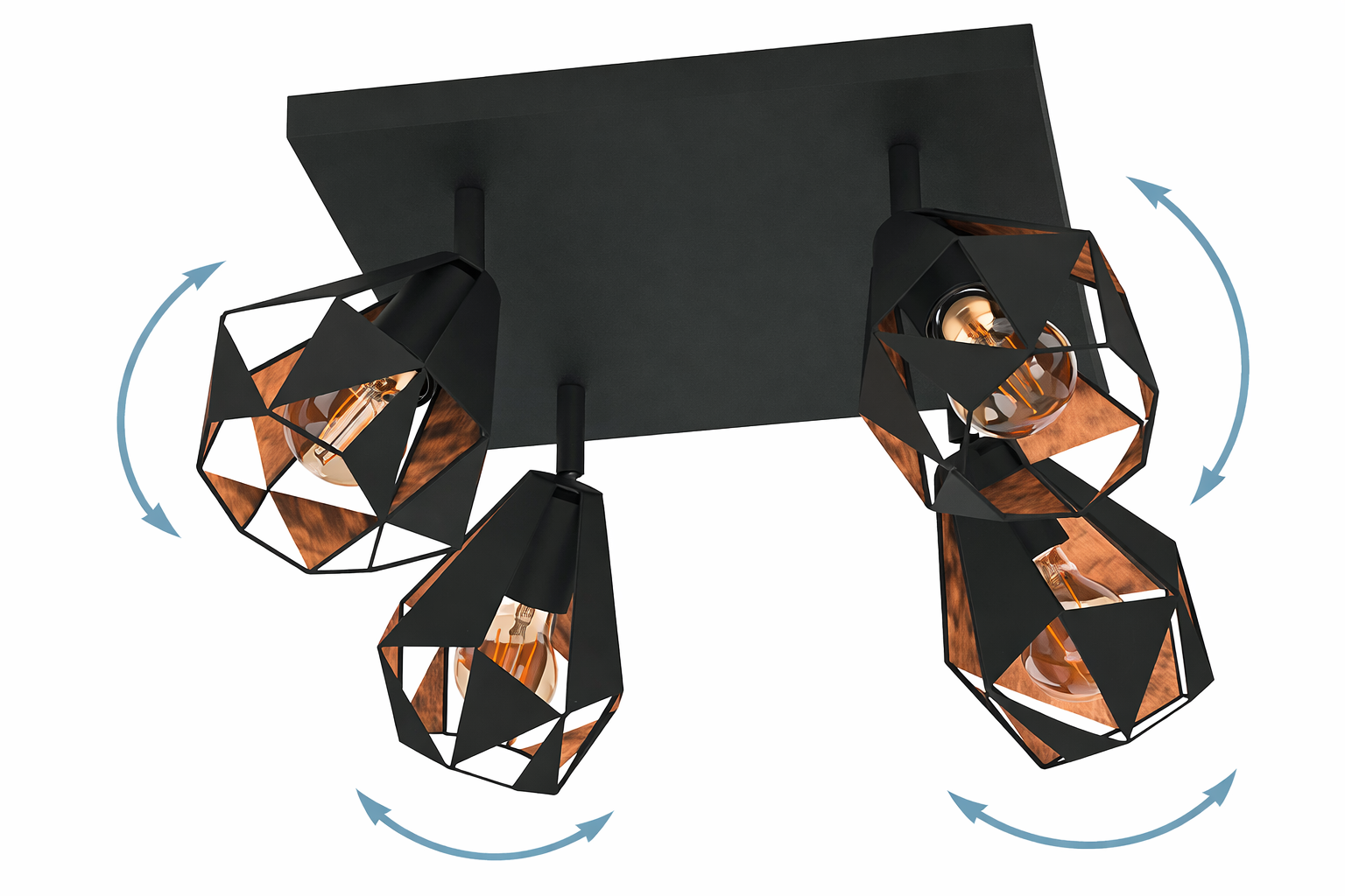 Plafoniera Cu Spoturi eglo Carlton E27, Negru/cupru