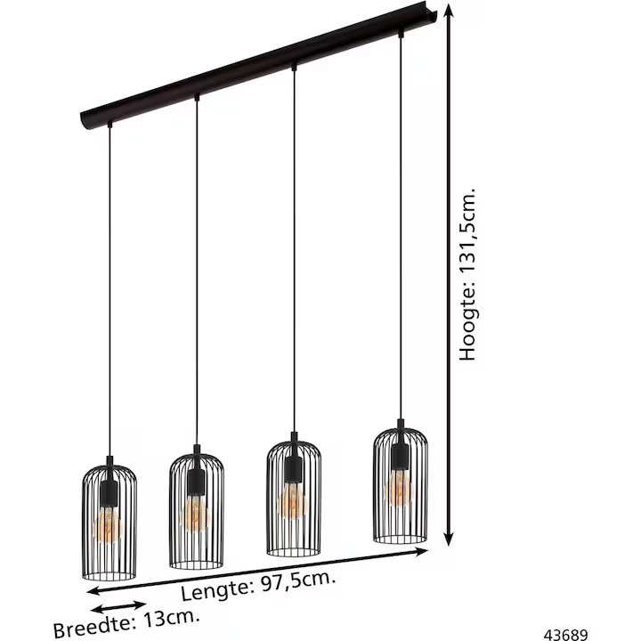 Lustra Pendul EGLO Roccamena 1, E27, otel negru, inaltime reglabila