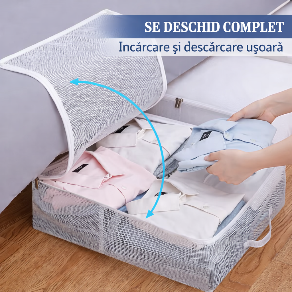 Set 2 huse Depozitare Textile – Organizare Dulap, Mari & Mici (70x40x20 + 45x35x15 cm)
