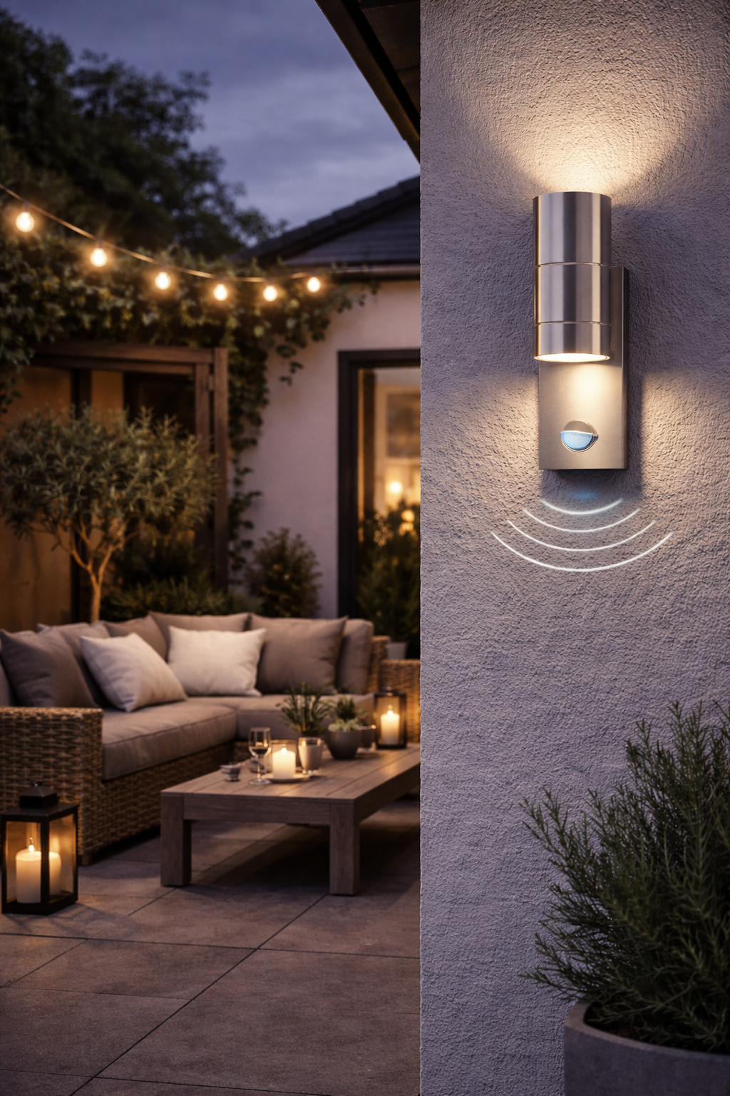 Aplica LED exterior cu senzor RIGA 5, 32898, inox, 2x3W, 2x240lm,3000K, IP44