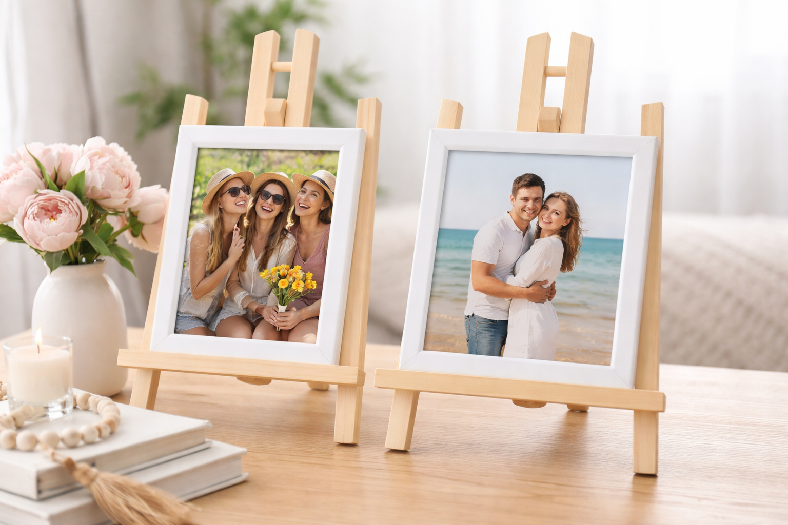 Șevalet din Lemn pentru Masă – Set 2 Bucăți, 40x22 cm, Suport Pictură & Poze