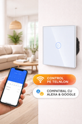 Întrerupător Touch WiFi Inteligent BSEED, Sticlă Cristal, Compatibil Alexa & Google Home