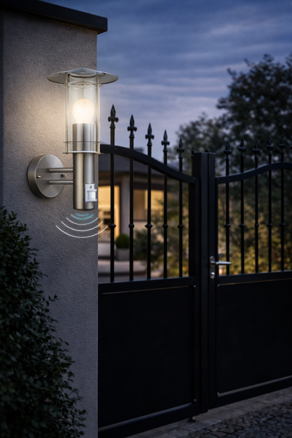 Aplica exterior cu senzor ISIO, 30185, inox, 1x60W E27, IP44