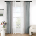 Perdele MIULEE Set 2 Buc – Gri Transparent, 140x260 cm, doua nuante