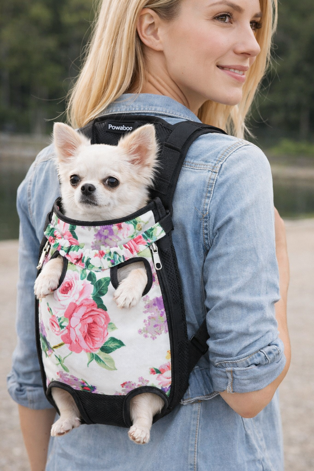 Rucsac Transport Animale Mici – Confort & Siguranță, Design Floral, Ideal pentru Căței și Pisici