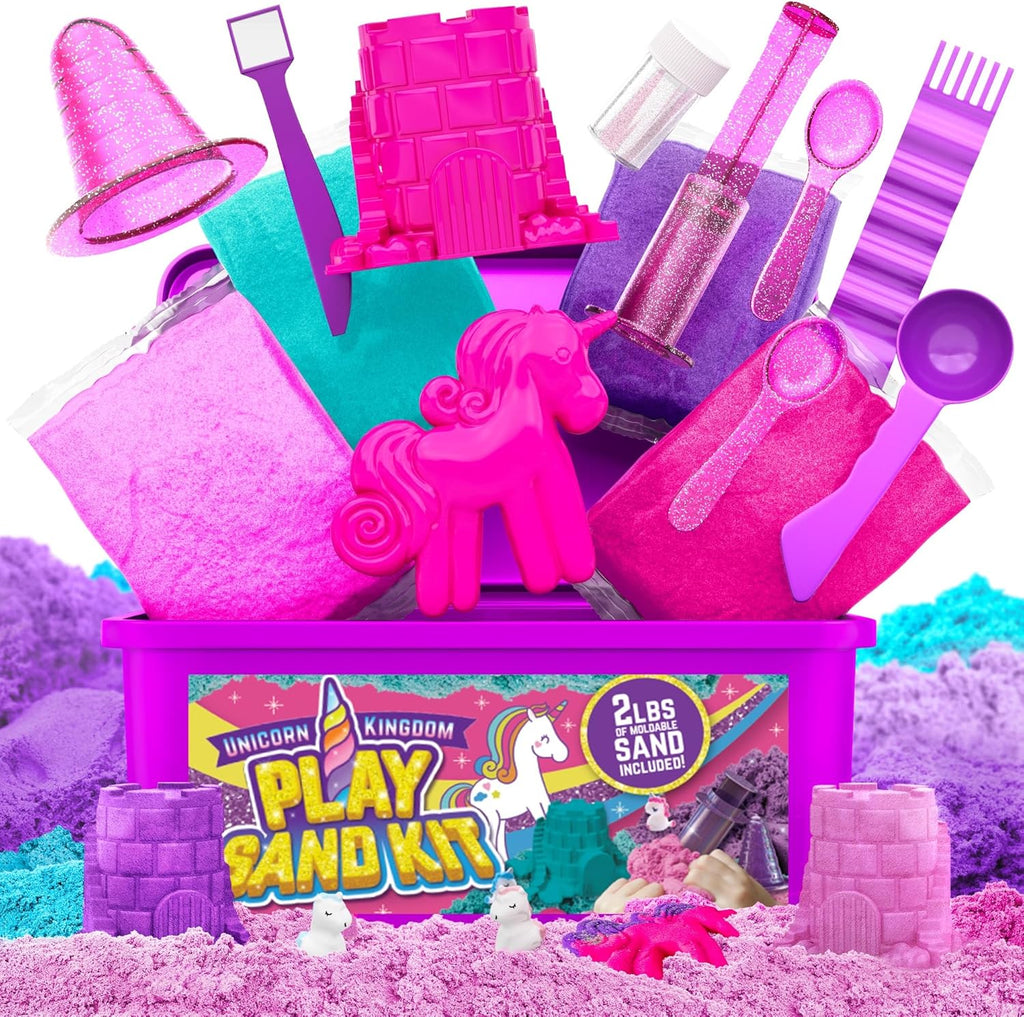 Set Nisip Modelator pentru Copii – 1 kg nisip cu Accesorii și Cutie de Depozitare