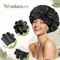Bonetă de Dormit din Satin pentru Femei – Protecție Păr & Anti-Frizz, Negru