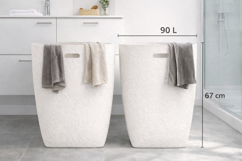 Set doua cosuri de rufe din fleece 90L – cos depozitare rufe, jucarii si organizare casa – gri