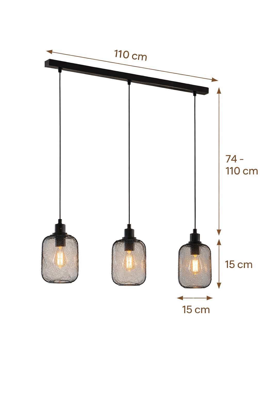 Pendul vintage WRINGTON, EGLO, 3x60W, inaltime reglabila