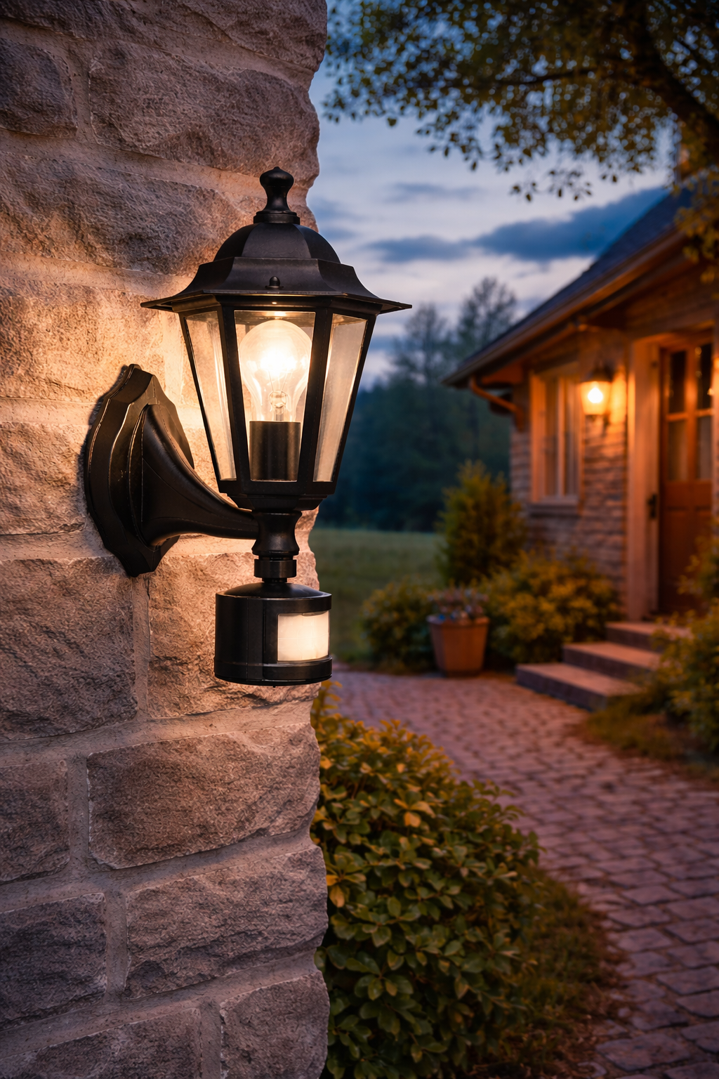 Aplica exterior cu senzor Eglo Laterna4, E27, 1x60W