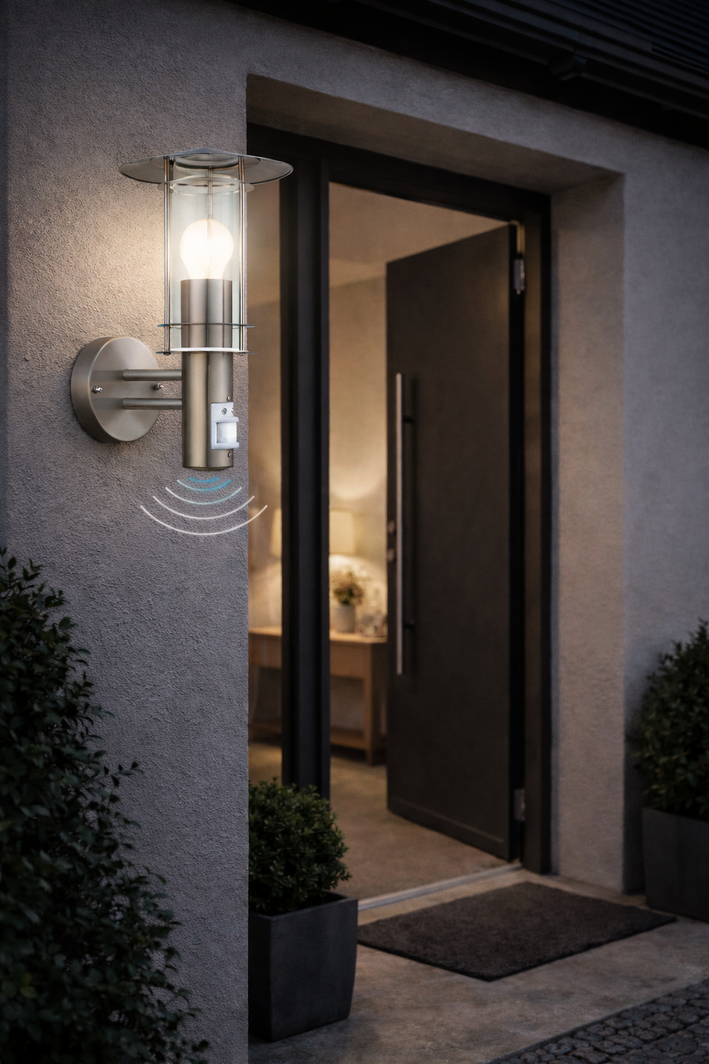 Aplica exterior cu senzor ISIO, 30185, inox, 1x60W E27, IP44