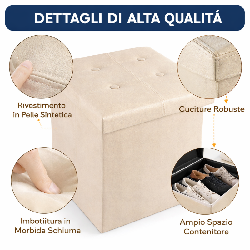 Taburet cu depozitare integrată – design modern, practic și elegant