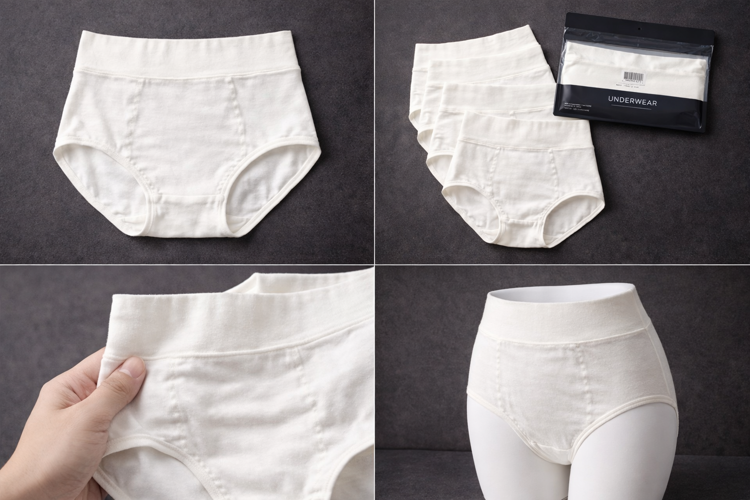 Set Chiloți Damă Bază din Bumbac pentru Femei Talie Înaltă Hipster– 4 Bucăți