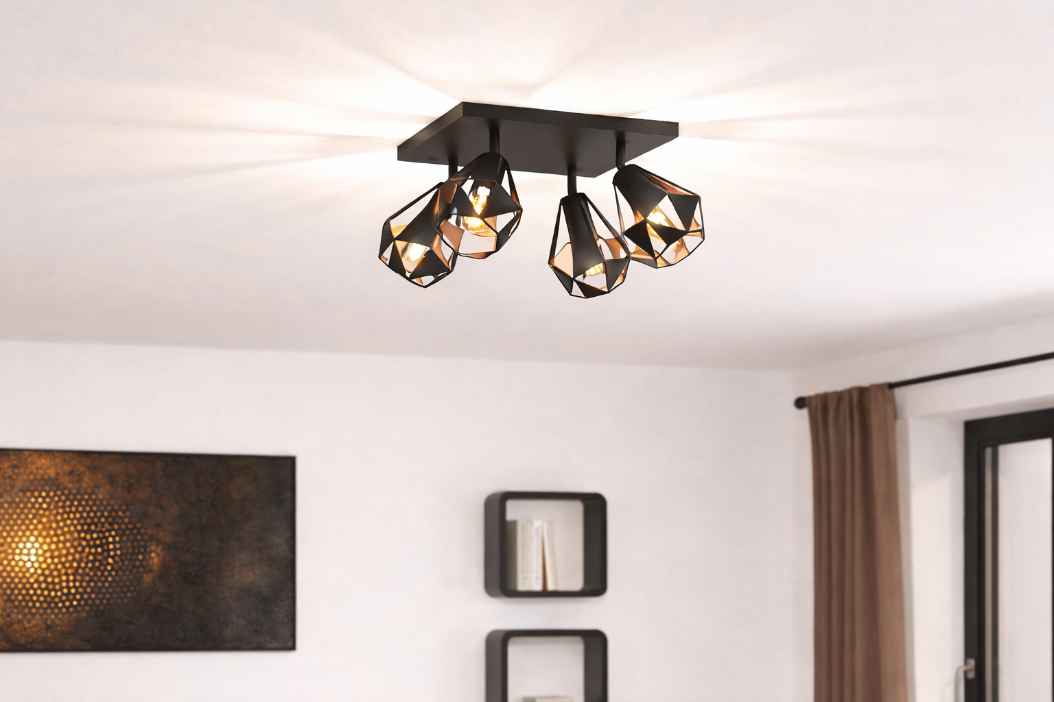 Plafoniera Cu Spoturi eglo Carlton E27, Negru/cupru