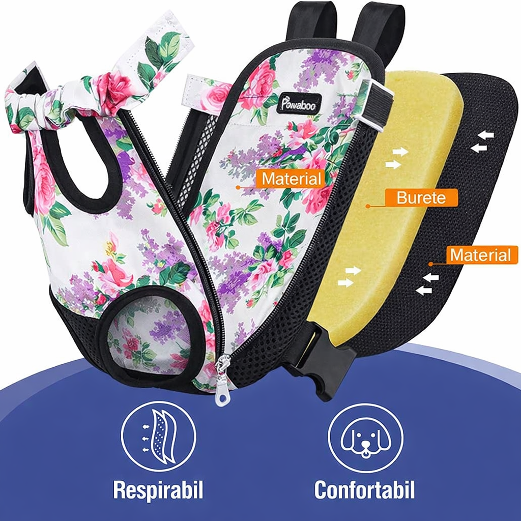 Rucsac Transport Animale Mici – Confort & Siguranță, Design Floral, Ideal pentru Căței și Pisici