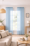 Perdea Transparentă MIULEE Set 2 Buc –Albastru, 145x140 cm, Ușoară & Elegantă
