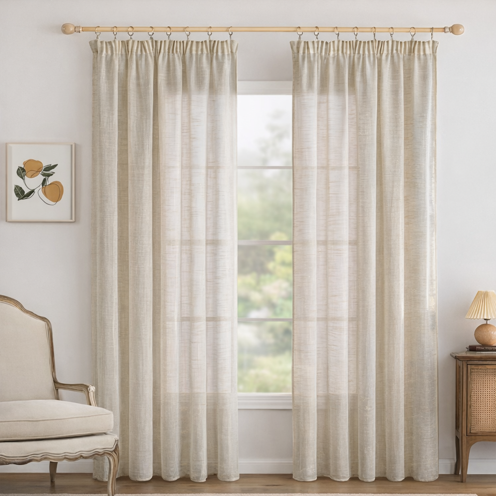 Perdele Voile MIULEE Set 2 Buc – 140x122 cm, Semi-Transparente, Design Elegant