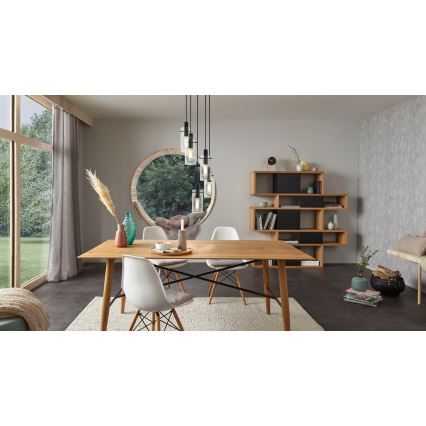 Pendul Montefino, EGLO, 5xE27, otel, negru, sticla, 150 x 35 cm, inaltime reglabila