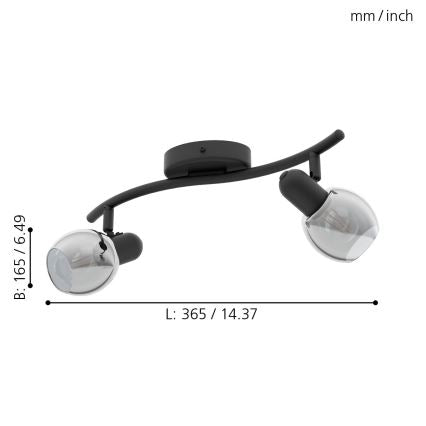 EGLO, 98625, POLLICA, spot lampă, E14, 2X28W, IP20, negru-transparent