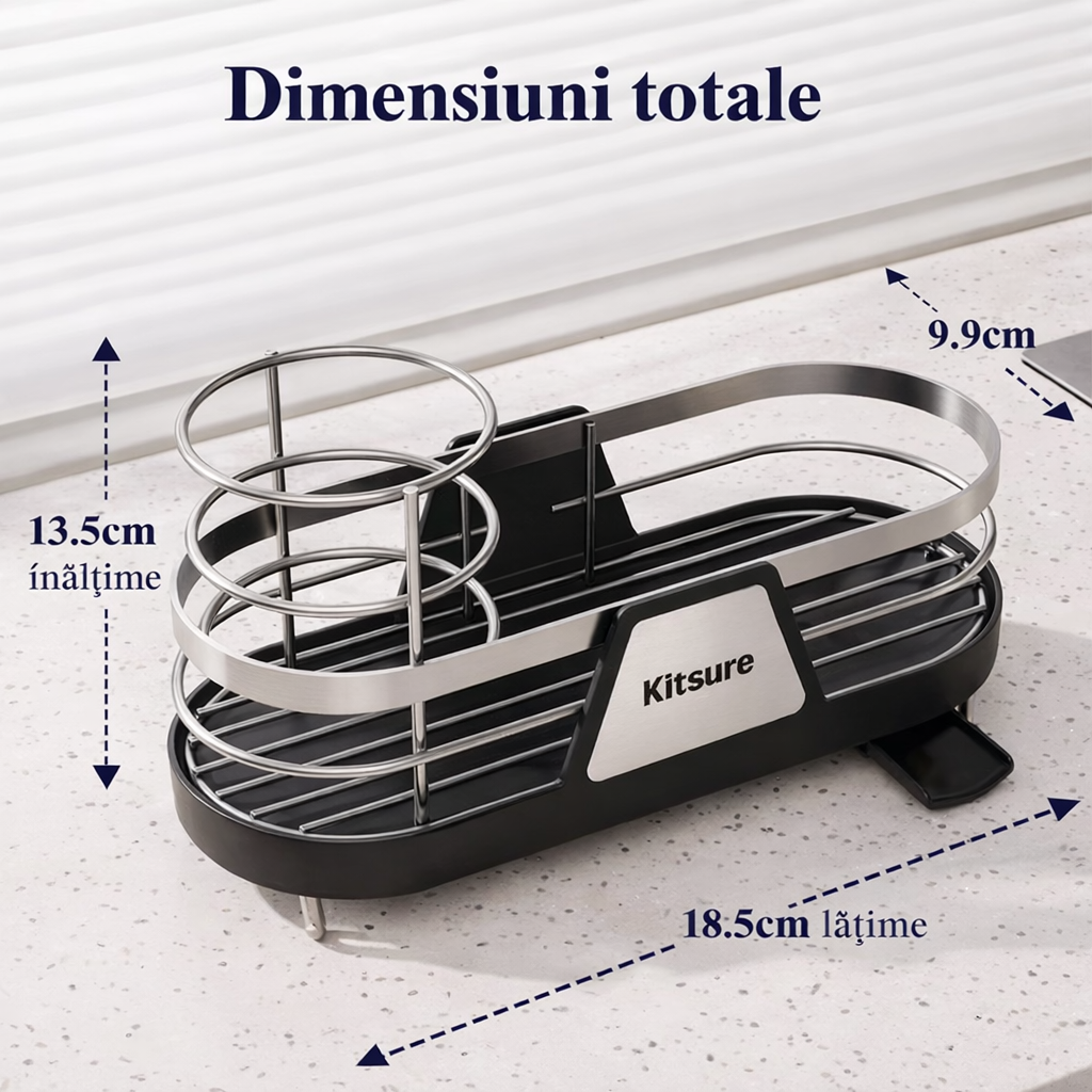 Suport Chiuvetă pentru Bureți & Detergent cu Scurgere Directă