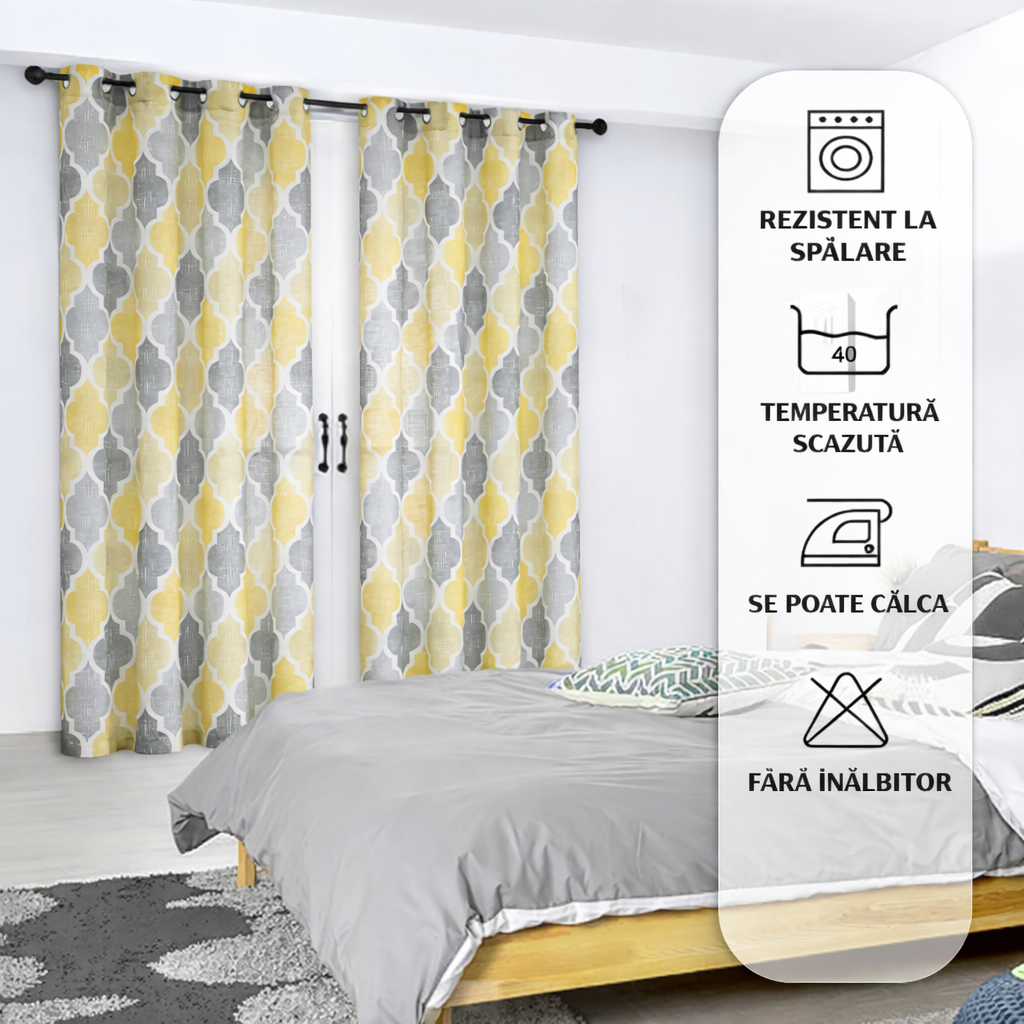 Set 2 Draperii Premium  – Model Geometric Modern, 130 x 175 cm