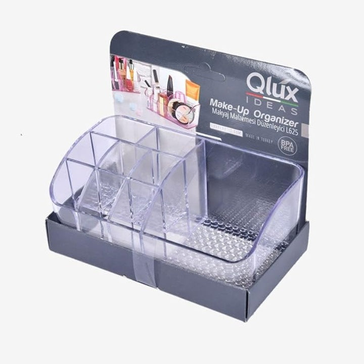 Organizator cosmetic transparent, pentru machiaj, pensule si accesorii