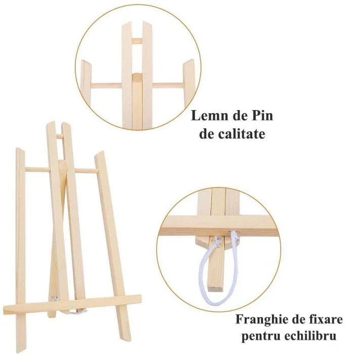 Șevalet din Lemn pentru Masă – Set 2 Bucăți, 40x22 cm, Suport Pictură & Poze