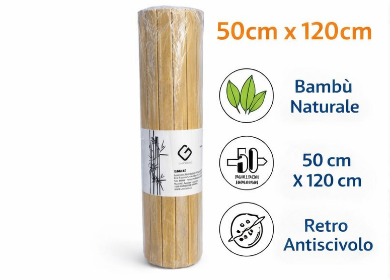 Covoraș de baie din bambus 50x120 – antiderapant, rezistent la umiditate, design natural